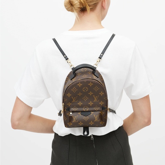 Vintage America Handbags - Faux LV Brown & Black Monogram Mini Backpack